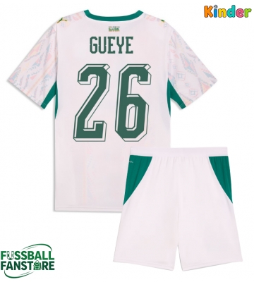 Senegal Pape Gueye #26 Replik Heimtrikot Kinder WM 2026 Kurzarm (+ Kurze Hosen)